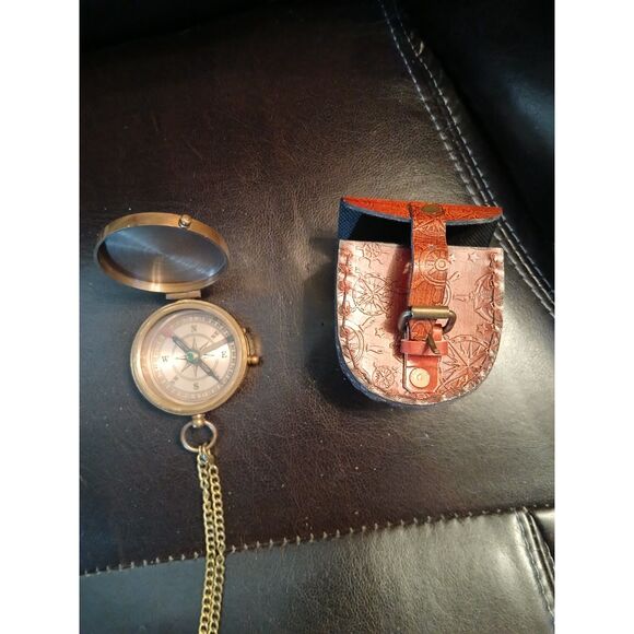 Compass in Buckle Leather Case Engraved to Husband Sailor Unique Gift - Picture 7 of 11